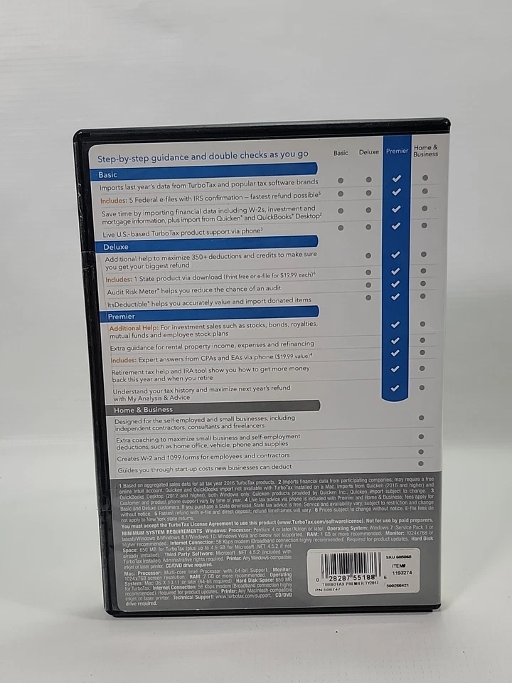 2017 Intuit TurboTax Premier Investments Rental Property Tax CD Windows PC & Mac - Image 2 of 4