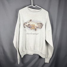 Vintage Sweatshirt Crewneck Pullover XL USA Made Bob Harrison Wild Side Cat Mom