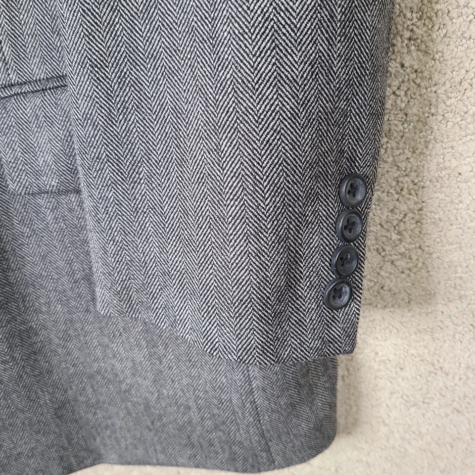Chaqueta Joseph & Feiss Hombre 42R Gris Espiga Blazer Lana 2 Botones Chevron Abrigo Foto 3 de 4
