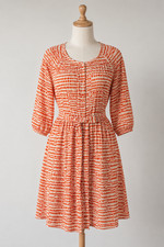 Erin Flett Dress Soft Voile Cotton Hand Drawn Silk Screen Brunch Coastal Chic Lg