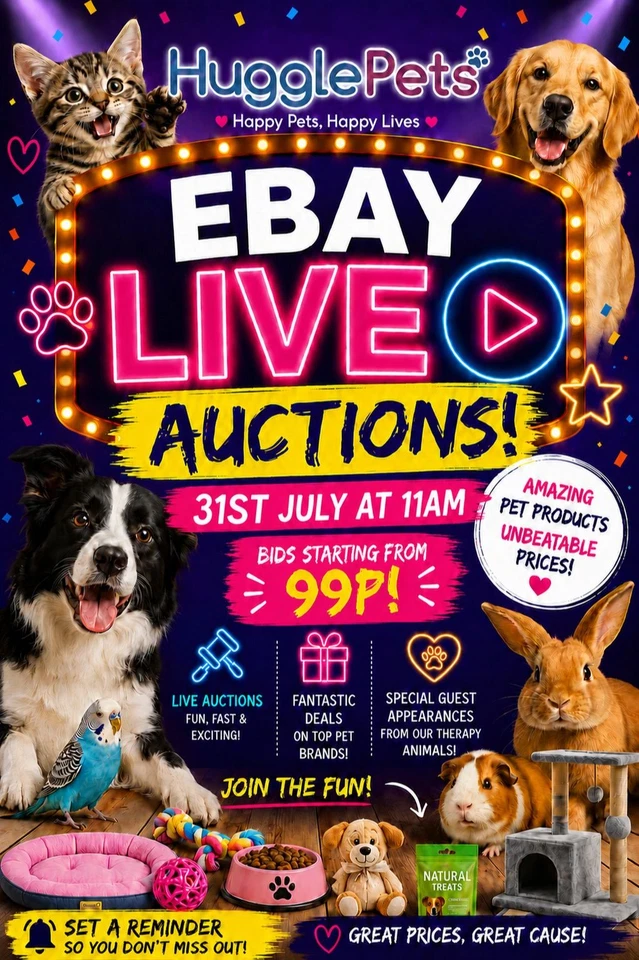 🔥Pet Products Starting at Just 99p! Don't Miss HugglePets Live Auctions🐾