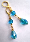 AQUA BLUE TEARDROP CRYSTAL dangle earring GP LEVER BACK handcrafted X8D