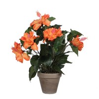 Mica Decorations Hibiskus Kunstpflanze Im Blumentopf Stan - H40 X Ø30 Cm - Orang