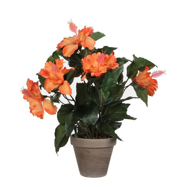 Mica Decorations Hibiskus Kunstpflanze Im Blumentopf Stan - H40 X Ø30 Cm - Orang-image