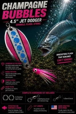 Champagne Bubbles 4.5'' Jet Dodger Kokanee And Trout Dodger Glitter Flash Lure