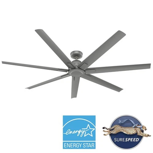 72" Hunter Downtown Matte Silver Outdoor Ceiling Fan with Wall Control - Picture 8 of 8