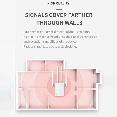 1200M Band 5G WiFi Router Repeater Wireless Signal Extender Schnelles Internet - Afbeelding 10 van 18