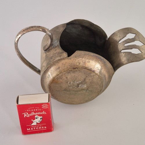 Vintage Sugar Scuttle Silver Plated Cup Engraved Flower Old Vase Rustic Display - Picture 2 of 6