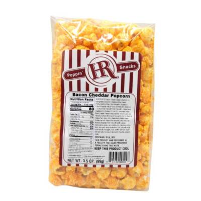 Bacon Cheddar Popcorn | 3.5 oz | HR Poppin' Snacks | Made in Gibbon, NE