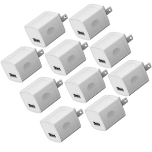 10-Pack Boost Chargers 5W USB Power Adapter White Wall Charger 1A Cube for Plug Outlet 10-Pack Boost Chargers 5W USB Power Adapter White Wall Charger 1A Cube for Plug Outlet