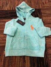 NWT POLO RALPH LAUREN BOYS BIG PONY ZIP UP HOODIE HOODY JACKET SPRING BLUE 2T
