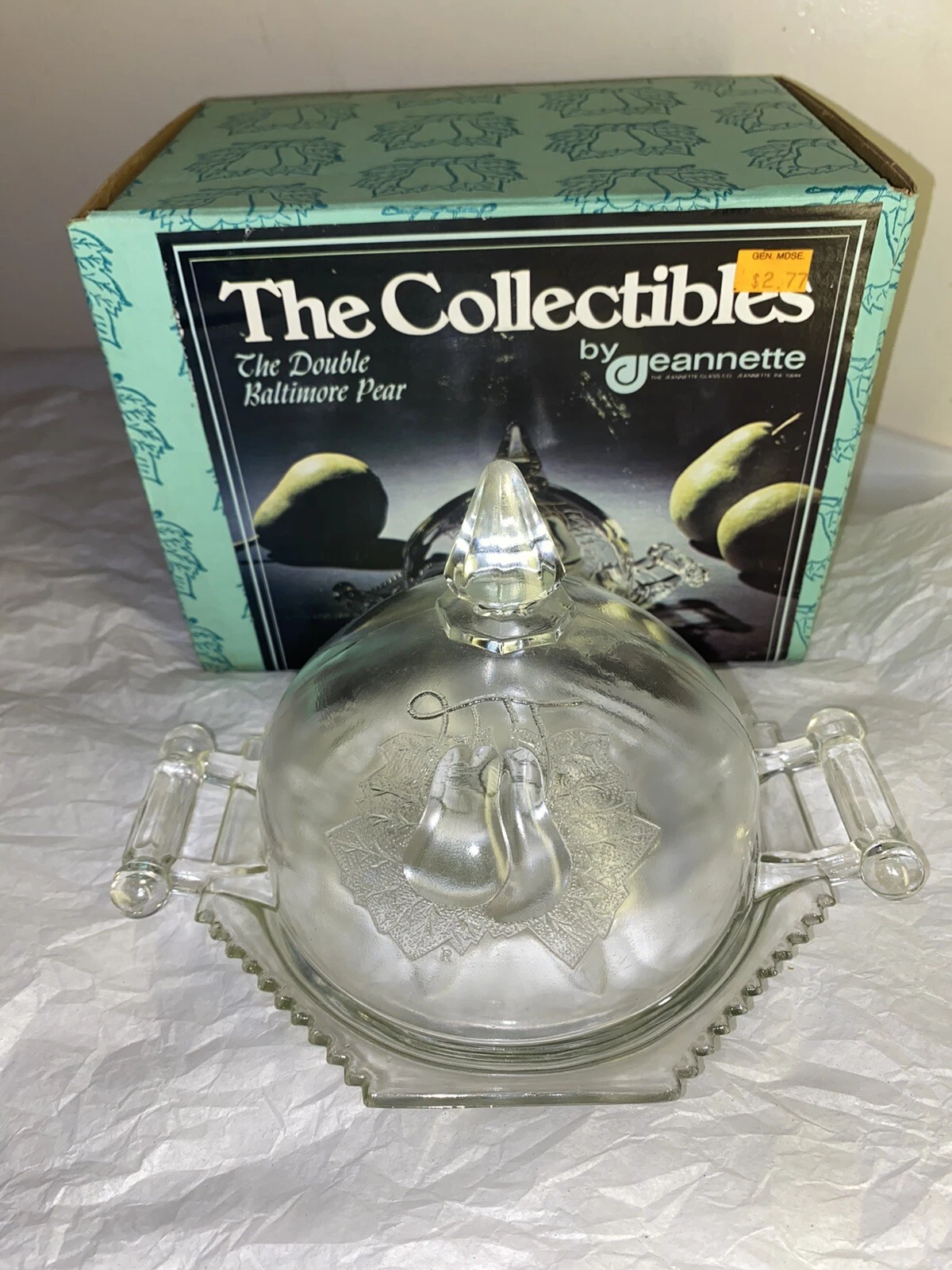 Collectibles by Jeanette Glass Clear Double Baltimore Pear 2 pc Butter Dish