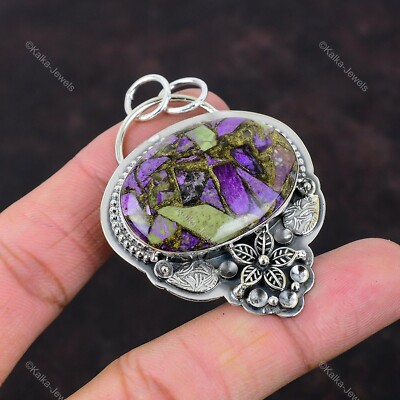 Copper Purpurite Pendant 925 Sterling Silver Handmade Flower Gemstone Pendants