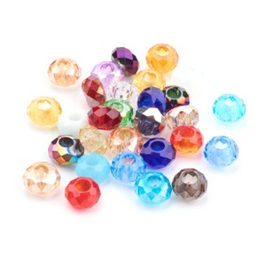 20x Mixed Stone European Beads Rondelle Smooth Large Hole Charms Beading 12~14mm
