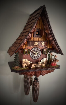 cuckoo clock black forest 8 day original german Black Forest couple new ...