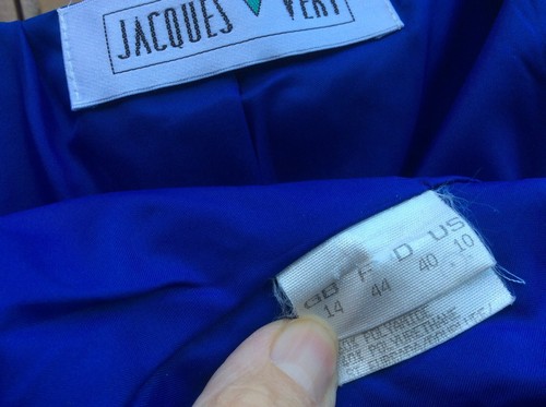 Jacque Vert Vintage Blue Suit 14 Black Faux Leather Details Pleats in Skirt - Picture 6 of 9