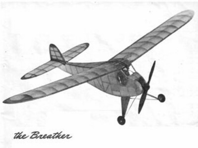 Breather F/F CO2 34'' Wingspan RC Model Airplane Printed Plans Templates