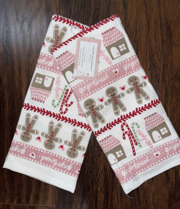 Christmas Gingerbread Hand Towels 2 PCS, Colorful Kitchen Towel