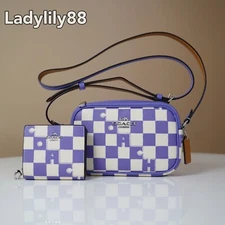 NWT Coach CR172 Mini Jamie Camera Bag/CT217 Snap Wallet With Checkerboard Print