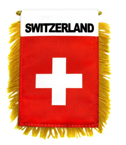 1 Dozen Switzerland Mini Banner Flag 4x6in Rear view Mirror Flag - 第 1/2 張圖片