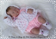 DOLL OR REBORN DESIGNER KNITTING PATTERN ROMPER & JACKET SET 7-12" DOLL