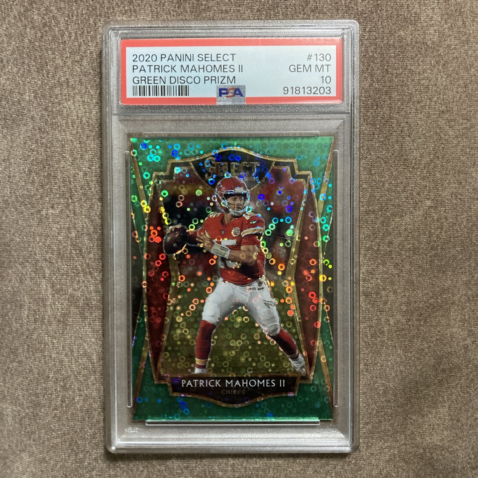 2020 Panini Select Patrick Mahomes Prizm Gold Disco #130 /5 PSA 10