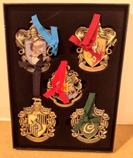 Harry Potter Hogwarts House Crest Pewter Ornaments/Noble Collection/New In Box