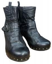 Dansko Rihanna Clog Style Booties Buckle Studded Western Boots Women 9 EU 39 Blk