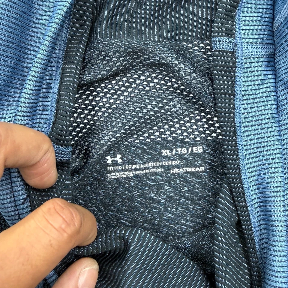 Under Armour Women's HeatGear Hoodie Size XL Blue Fitted Stretch Athletic Top - Image 4 of 4