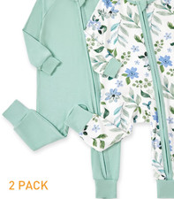 2-Pack Baby Girl Bamboo Footless Pajamas Soft Snug Fit Zip Sleepers 0-24M