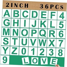 2'' Letter and Number Stencils, 36 Pcs Alphabet Art Craft Templates, 2 inch