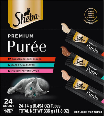 Premium Puree Cat Treats Lickable Roasted Chicken Flavor, Smoked Salmon Flavor,