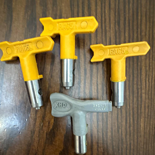 Graco RAC 5 Reversible Spray Gun Tips XHD515 515 Size Yellow/Gray 4-Pack