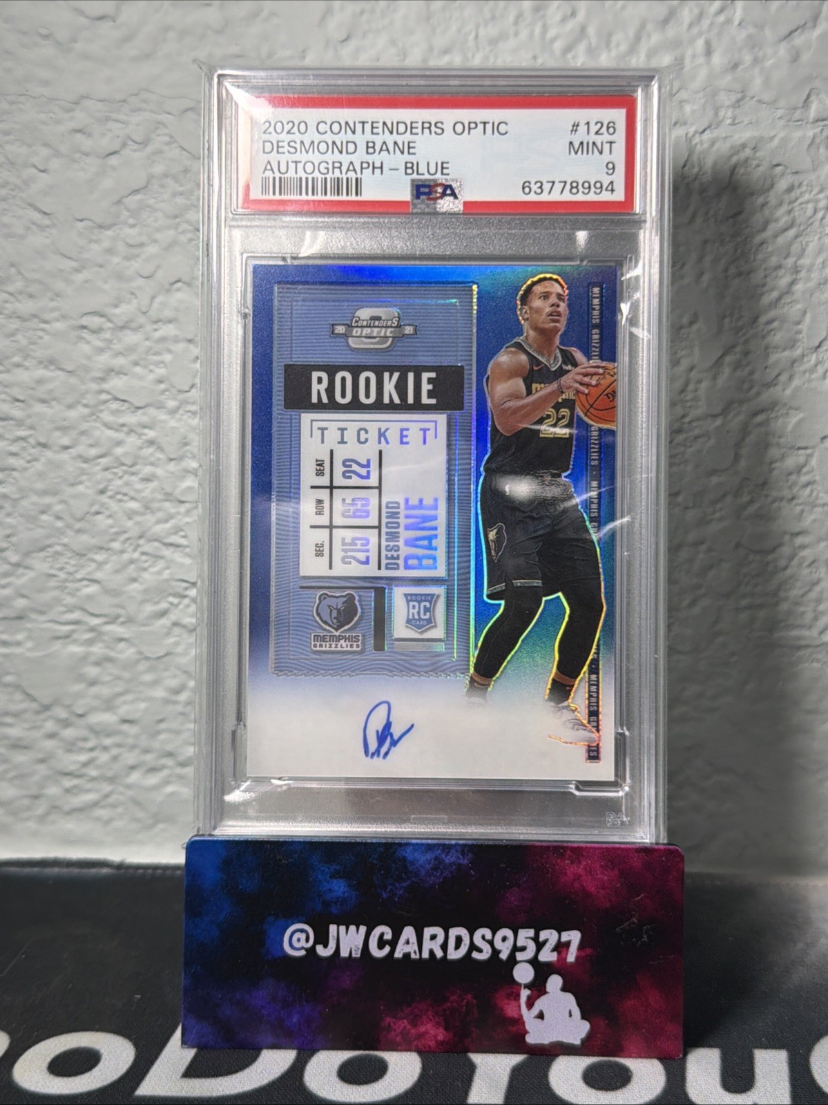 2020 Panini Contenders Optic Auto Rookie Ticket Desmond Bane #126 Blue /99 PSA 9