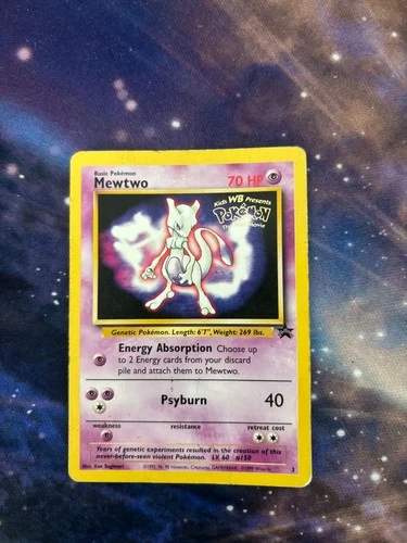 Mewtwo WB First Movie Black Star Promo 3 HP/DMG Vintage Pokemon Card