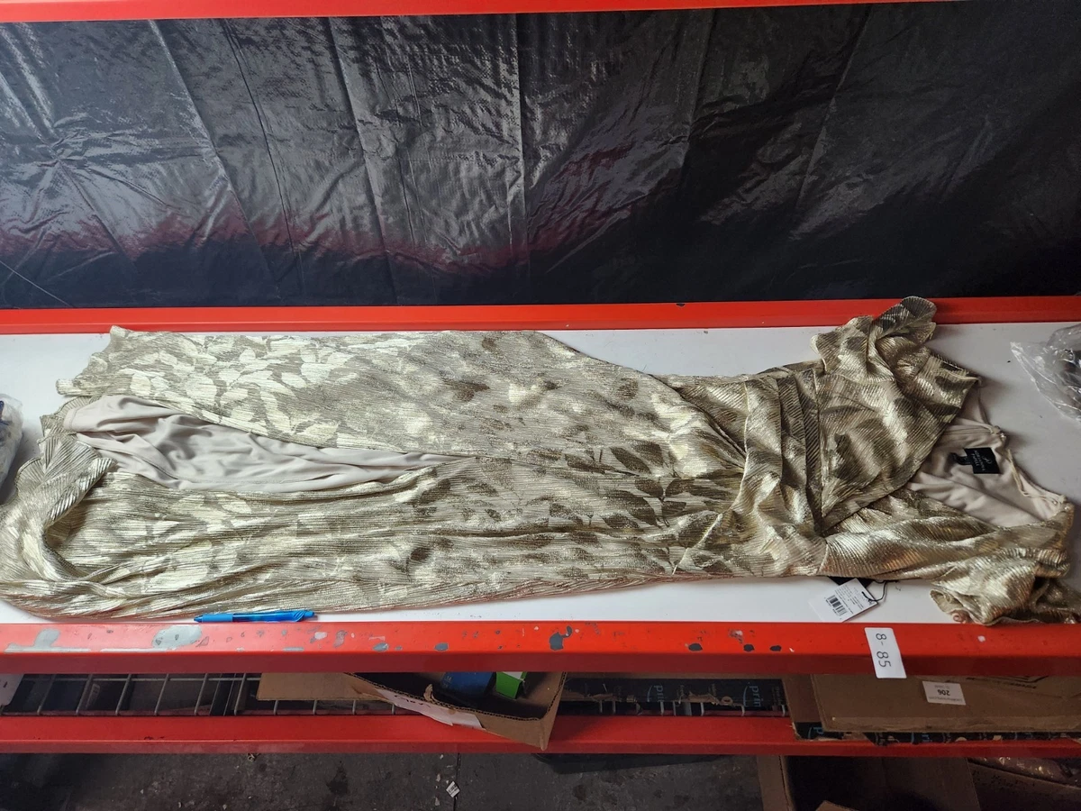 Vestido drapeado para mujer Adrianna Papell hoja de aluminio manga aleada - oro champán