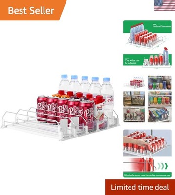 Drink Organizer for Fridge-White Automatic Pusher Glide,12oz 16oz 20oz-Soda D...