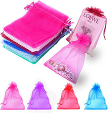 100 Pcs Organza Bags 5x7 Inches, Mesh Organza Jewelry Bags Drawstring, Small Dra