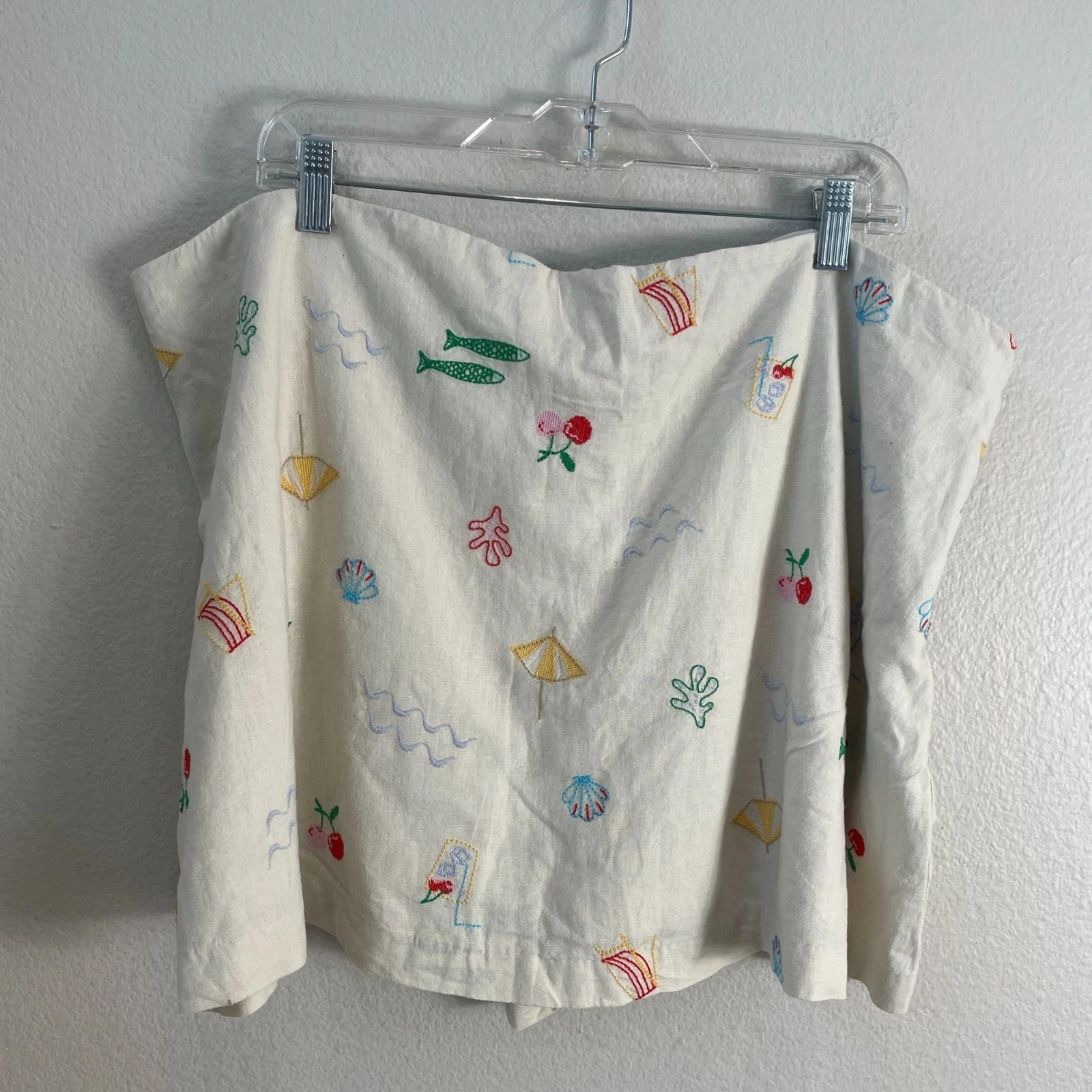 NEW Gap Womens Plus XXL Embroidered Linen Blend Skort Summer Beach Themed
