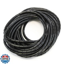 33FT PE 3/8 Inches 10 mm Black Polyethylene Spiral Cable Wire W
