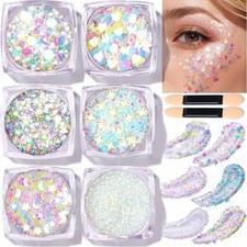 Face Glitter Body Glitter, Clear White Body Glitter Gel, Hair Glitter Gel, 6 ...