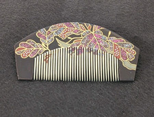 Antique Kanzashi Hairpin comb lacquered Makie Geisha Japan Kimono 4" L , 2" T