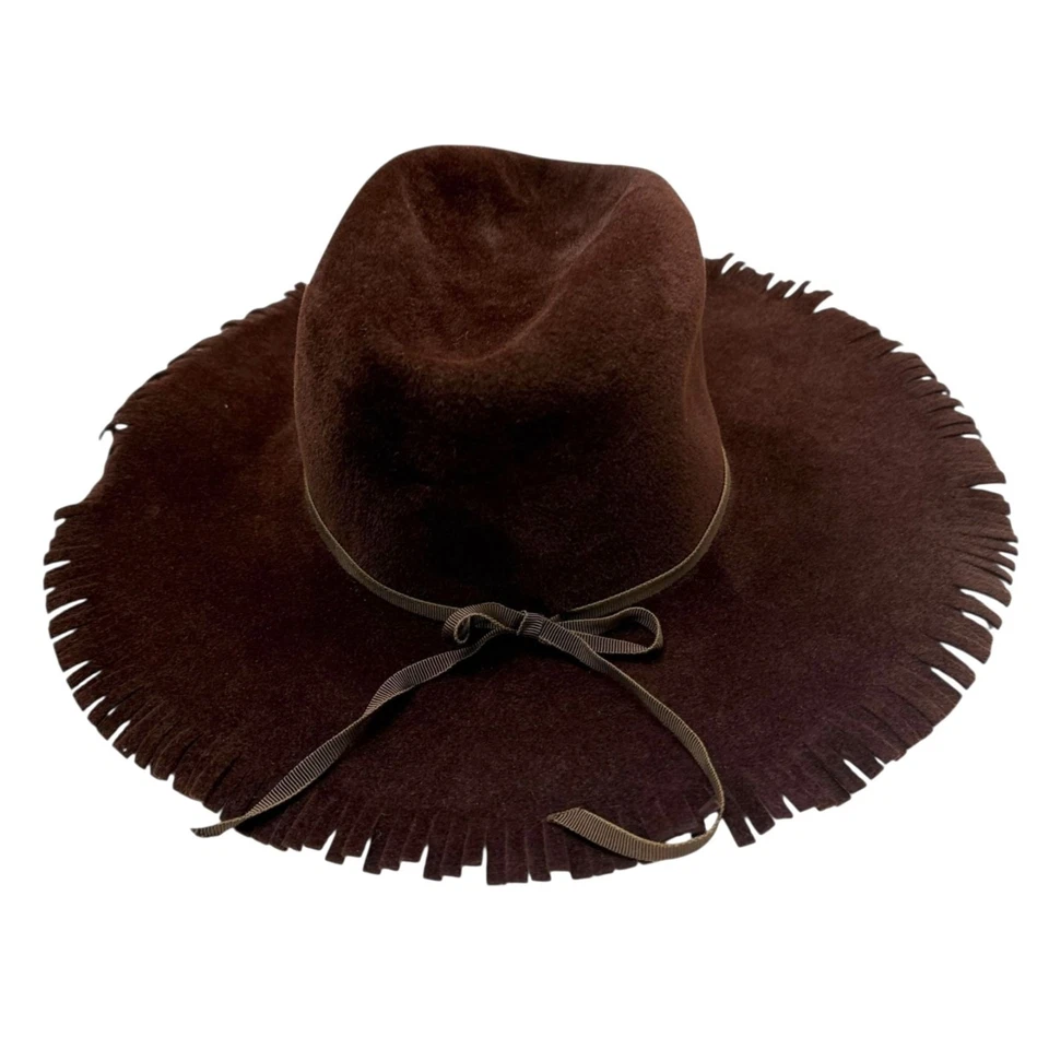 Vintage Western Hat Mr K Originals Brown Fringe Wool Felt Medium - Image 2 of 4