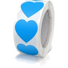 Blue Heart Stickers Roll 1 Inch Valentine's Day Love Shape Labels Waterproof ...