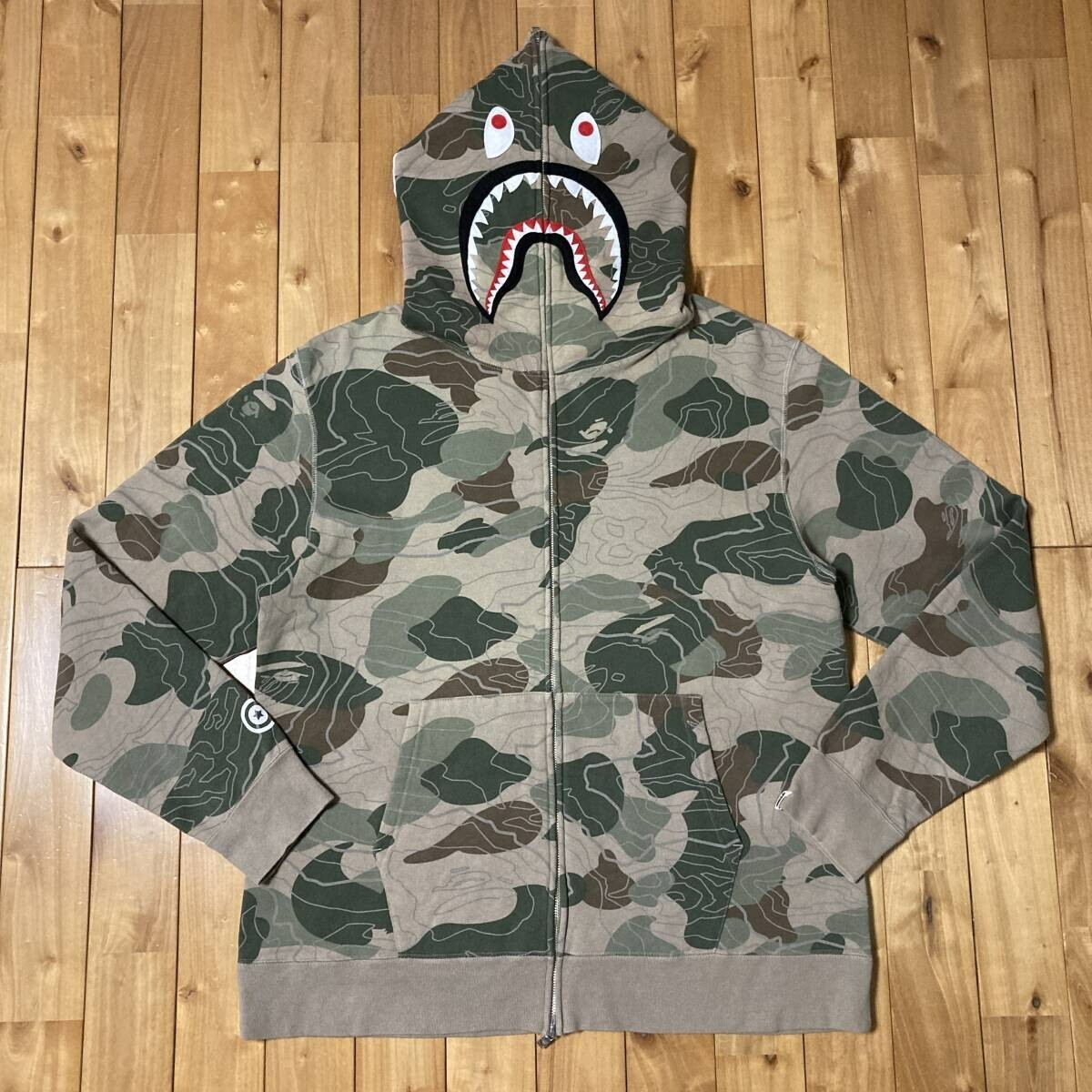 3XL BAPE LAYERED LINE CAMO Shark full zip hoodie A Bathing