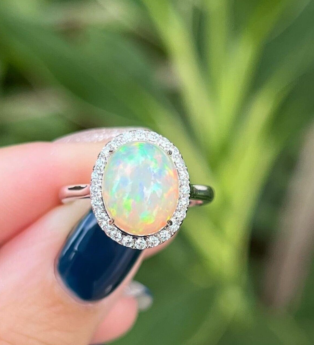 Natural Opal Ring Ethiopian Opal Ring Full Fire Opal Ring 925