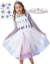 Kinder Mädchen Eiskönigin Kostüm Kleid für Elsa Fan Prinzessin Fasching Karneval