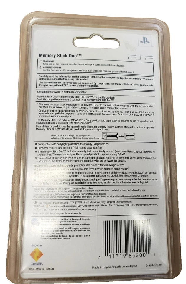 Sony PSP 32MB Memory Stick DUO Magic Gate (Official OEM) PSP-M32 New Sealed - Image 3 of 4