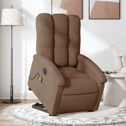 vidaXL Brown Fabric Electric Massager Lift Chair-