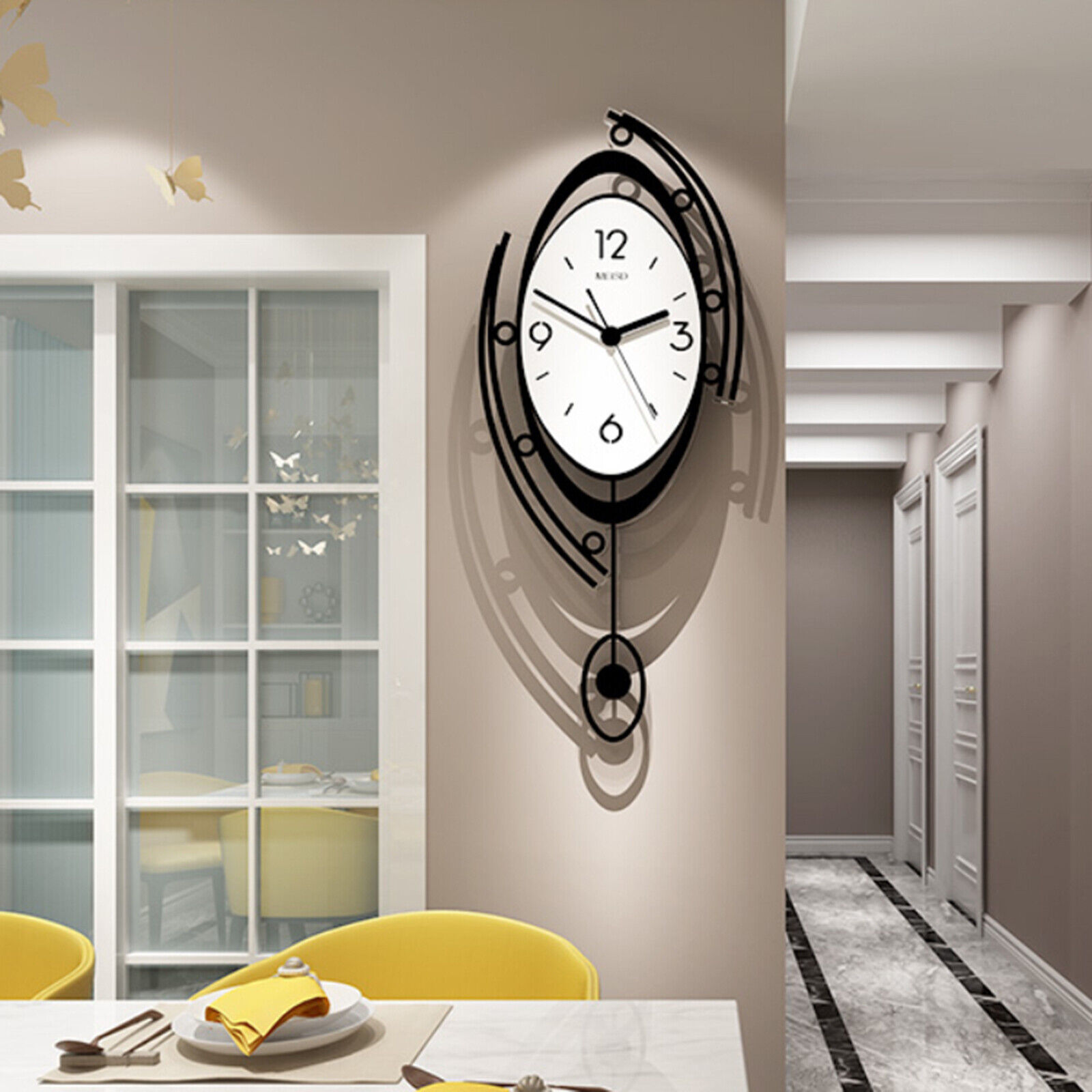 Wall Clock for Living Room Decor, Decorative Modern Wall Clocks with  Pendulum
